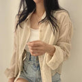 Elegant Summer Thin French Style Top Cardigan Blouse Sun Protection Shirt