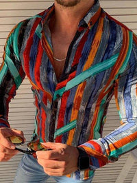 Long Sleeve Shirt Simple Printed Men's Casual Printed Shirt
