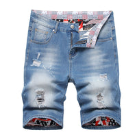 Thin Straight Ripped Mid-waist Shorts