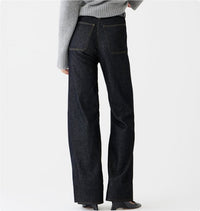 Loose Leisure Washed-out Button Slightly Flared Jeans