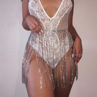 Tassel Waist Chain Shiny Long Personality Rhinestone Body Chain