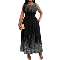 Womens Sleeveless Elegant Vacation Bodycon Dress With Digital Print
