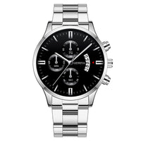 Calendar Steel Belt Quartz Watch Men's Business Men's Watch Three-eye Large Dial