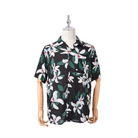 Men's Shirt Rayon Printed Cardigan Short Sleeve Beach Shirt