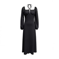 Womens Neck-tie Cross-strap Figure-hugging Dress