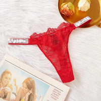 Rhinestone Lace Underwear Women's T-back