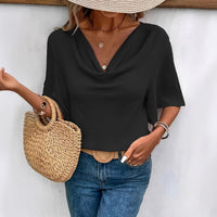 Women's Solid Color Casual Fashion Short Sleeved Shirt