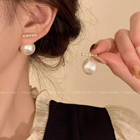 Elegant Pearl Drop Earrings For Women, 2-in-1 Design Gold Plated Cubic Zirconia Bar Stud Earrings, Luxury Vintage Dangle Earrings For Wedding Daily Wear