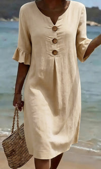 Summer Womens Solid Colored Cotton Dress