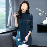Half Turtleneck Western Style Mom Mid-length Sweater