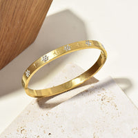 Retro Sunflower Diamond-Encrusted Bracelet Gold Polished Cuff