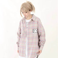 Long Sleeve Plaid Shirt Loose-fitting Versatile Blouse Design Retro Coat