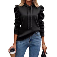 Fashionable Women's Solid-Color Casual Hoodie With Lapel And Hood