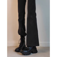 New Stylish Versatile Black Thick-soled Back Zipper Lace-up Motorcycle Boots