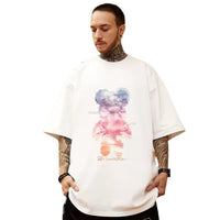 Men's Stylish Loose Round Neck Bear Printed Short-sleeved T-shirt Round Neck Top