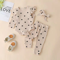Baby Girl Love Printed Bow Hat Clothes