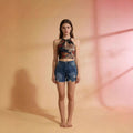 Ripped Monkey-Style Fringe Casual EuropeanAmerican-Style Denim Shorts