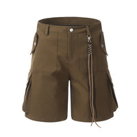 Multi-Pocket Workwear Straight Shorts Men's Loose