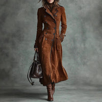 New Women's Clothing Fall Winter Coat Lapel Western Style Suede Long