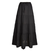 Adjustable High-waist Elastic Midi Skirt With Four Panels