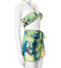Three-piece Print Wrap Chest Halterneck Vest Miniskirt