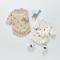 New Baby Knitted Embroidered Woolen Long-sleeved Romper Jumpsuit