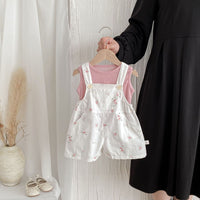 Western Style Fashion Floral Suspender Shorts Baby Two-piece Suit