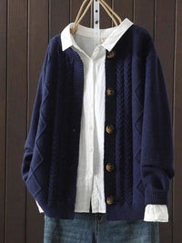 Knitted Cardigan Cable-Knit Sweater Coat For Women