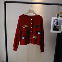 Korean Style Women's Round Neck Cartoon Sweater