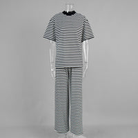 Striped Short Sleeved Long Pants Two-piece Set