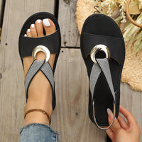 Plus-size Fish-mouth Wedge Sandals With A Jute Sole And Elastic Strap