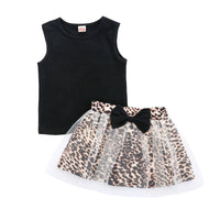 Sleeveless Top Leopard Print Mesh Skirt