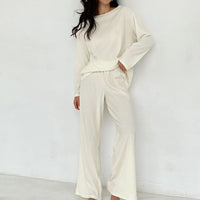 Pajama Two-piece Set With Long Pants Womens Loungewear