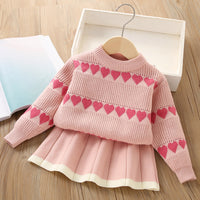 Girls Fashion Personality Heart Knitted Suit