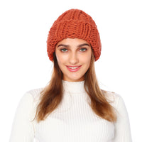 Knitted Hat Ladies Winter Pure Color Simple Thick Woolen Hat