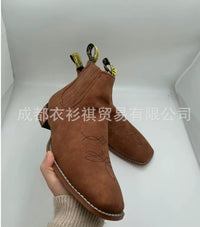 New European And American Embroidered Sleeve Chelsea Martin Boots Men's