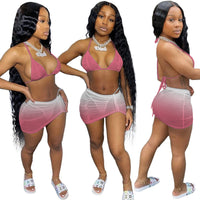 Fashion Sexy Summer Gradient Bikini Halterneck Swimsuit