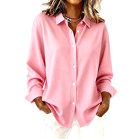 Women's Long-sleeved Lapel Plaid Button Shirt Top