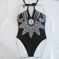 Women's Triangle Pattern Corset One-piece Swimsuit