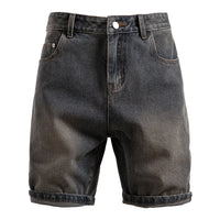 Starry Sky Pattern Denim Shorts Men's Retro Straight