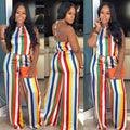 Rainbow Stripe Print European And American Women's Casual Jumpsuit