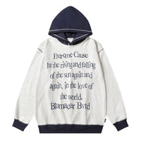 Letter Printing Color Stitching Hoodie Men's Loose
