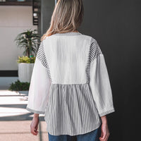 Fashionable Striped Printed Loose Top For Women