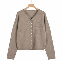 Women's Long Sleeve Solid Color Knitted Cardigan