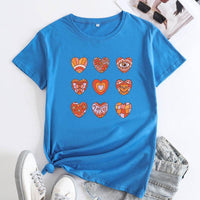Women's Fashion Letter Print Cotton Round Neck Short Sleeve