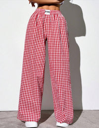 New Style Cotton Plaid Loose Casual Pants With Pockets