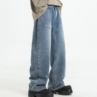 Men's Fashion Casual Rivet Deconstructing Straight Wide-leg Pants