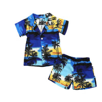 Boys' Casual Coconut Printed Short-sleeved Shirt Suit