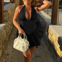 New Slim-fit Waist-cinching Halter Dress