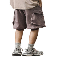 American Retro Dirty Dyed Workwear Shorts Men's Summer